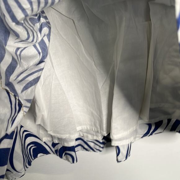 Cabi Blue and White Swirl Print Pleated A Line Skirt Size 6 - Picture 5 of 11